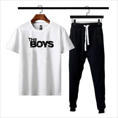 summer track suit mens white black 2pcs set
