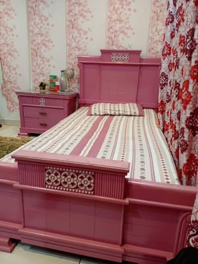 Sisham wood single bed with matress, wardrobes and dressing table