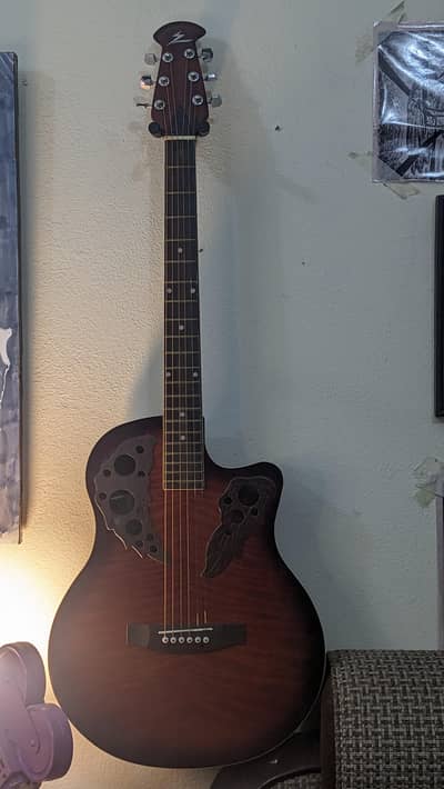 Ovation Style fiber body slim cutaway acoustic guitar