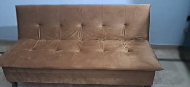 Sofa Cum Bed – Comfortable & Stylish (Brown Velvet Finish)