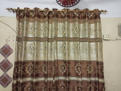 5 brown curtains 2 peach colour curtains