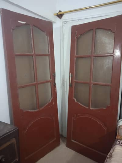 wooden glass doors