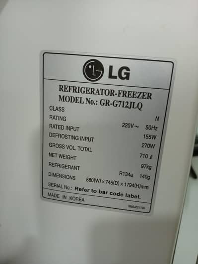 LG full size fridge like new condition