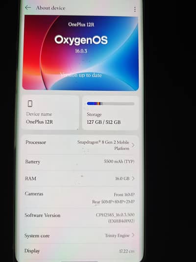 One plus 12r 5g 16gb ram 512gb storage