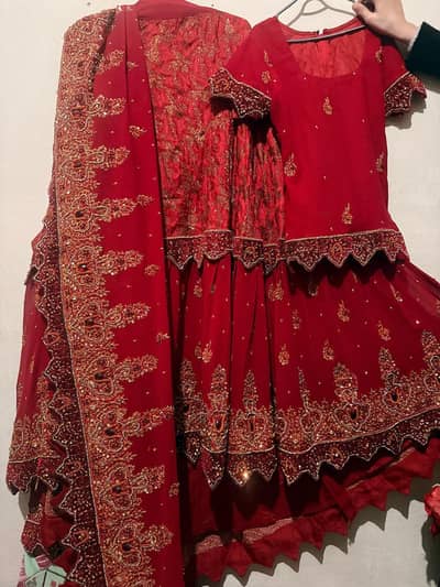 Elegant Red Bridal Lehenga Choli with Heavy Embroidery & Dupatta