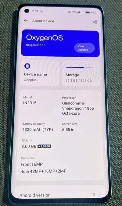 Oneplus 8 8+8GB RAM 128GB ROM