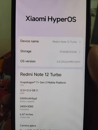 Redmi note 12 turbo  Xiaomi 12/512gb