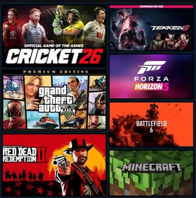PC GAMES GTAV/RDR2/TEKKEN 8/CRICKET 26/FORZA 5/CALL OF DUTY ETC