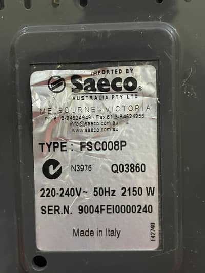 Saeco Italy Electric Steam Generator Iron