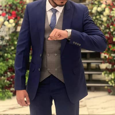 Navy Blue 3 Piece Suit Lawrencpur