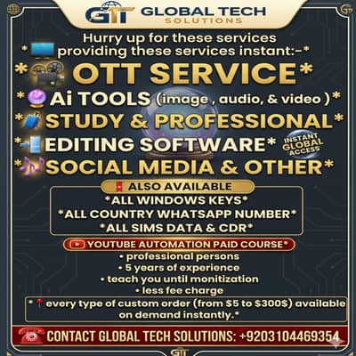 "Global Tech Solutions: All-in-One Premium AI & OTT Brand Models (2026