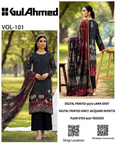 3 pcs womens unstitched digital print suit delivery all over pak
