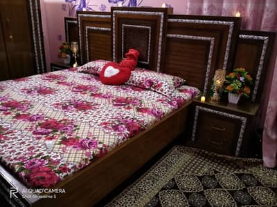 King Size bed with side tables (Without mattress) + Dressing table