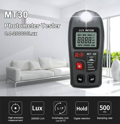 R&D MT30 solar Lux meter GREY 0~200,000lux Range light meter pocket