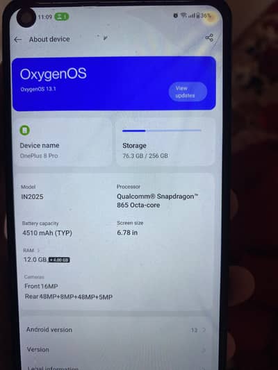 Oneplus 8pro all ok 12/256 PTA approved