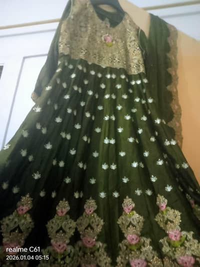 Party wear silk Maxi n frok with beautiful Embroidery for urgent sell