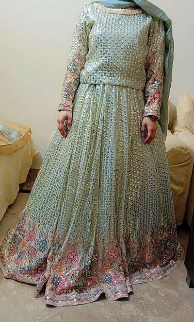 Elegant shafoon silk Embroidered Lehnga for Sale