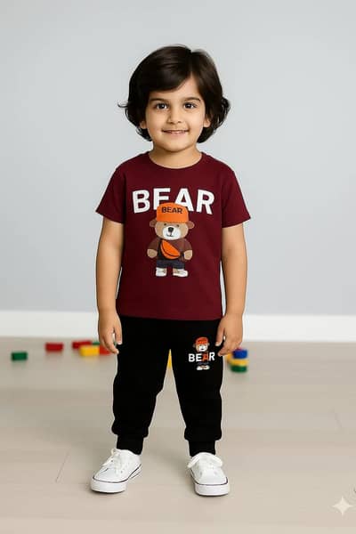 Boys 2 Piece Suit Maroon | Printed Shirt & Trouser | Kids 1-12 Years