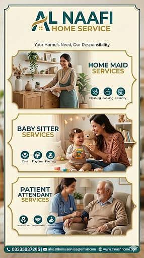 Professional maids, cook , Baby sitters,  Patient attendant n drivers.