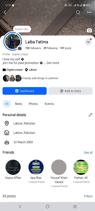 Facebook I'd available for sale 72k followers  with good reach