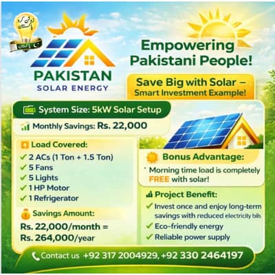 5kW Solar System in Pakistan – Save Rs. 22,000/Month | Best Price