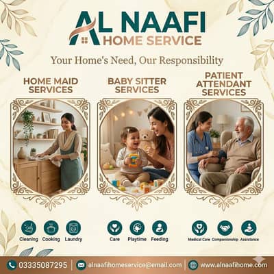 professional Maid, Cook, Baby Sitter, patient Attendant, Nurse, Helper