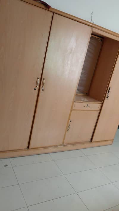 Clothing Wardrobe 4 sections Mirror drawers locks