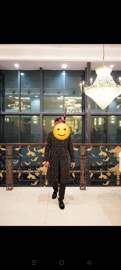 velvet Royal black sherwani with gold detailing