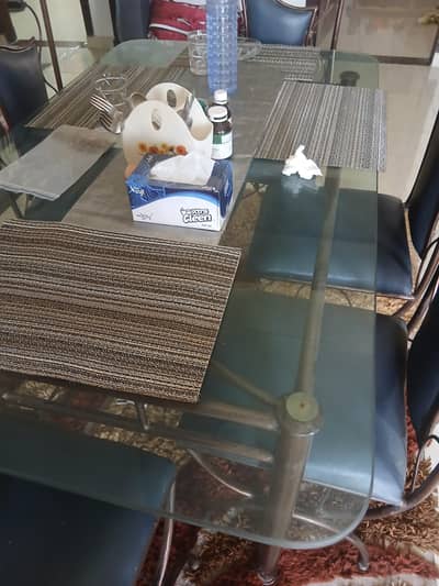 dining table with 6 chairs rot iron