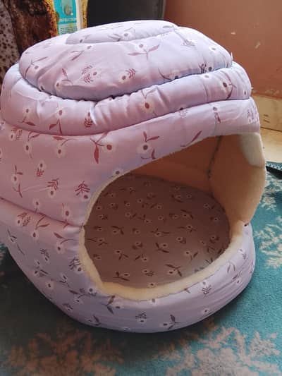 Cat Small Dog Cosy Bed Cave 2-in-1 Pets Igloo Hideout Cushion Washable