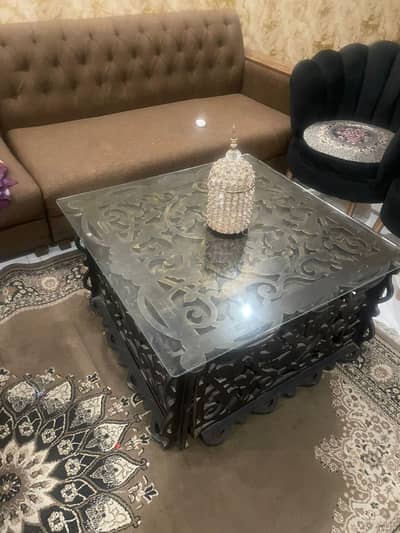 brown and black and  coffee table center table