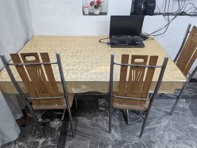 6-Seater Glass Dining Table with Chairs