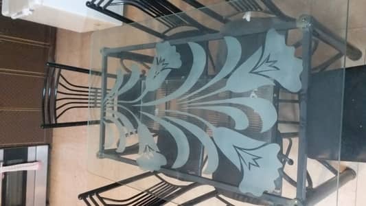 Iron Rod Dining Table 6 Chairs Table