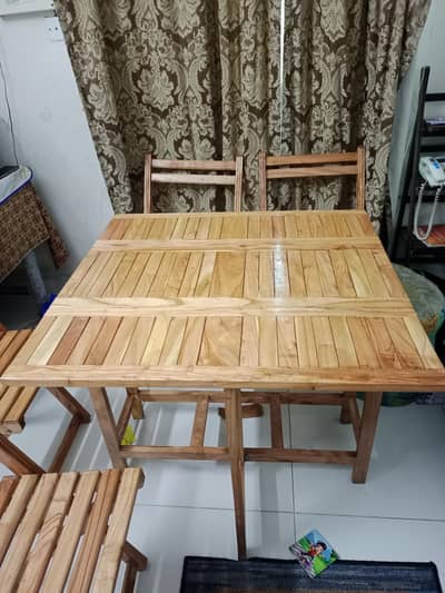 Foldable Wooden Dining Table along with Chairs