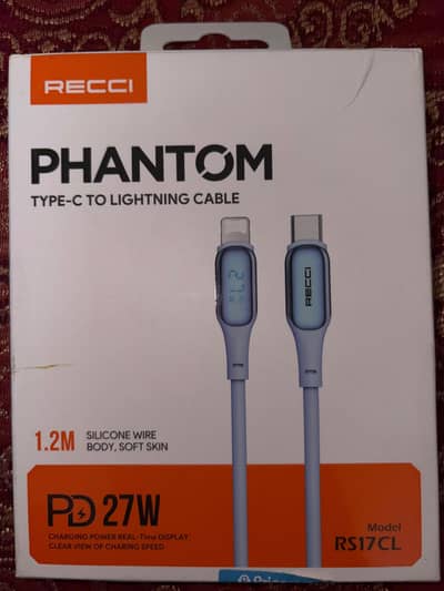 Reeci Phantom 27W Type C to Lighting Cable with Charging Speed display