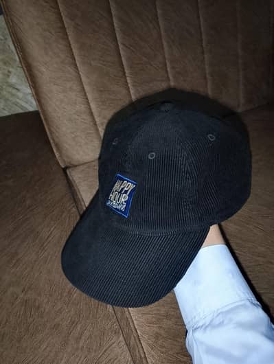 Happy Hour Box Logo Corduroy Cap Black