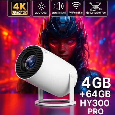 HY300 Pro Mini Projector (New) | 4K Support | Smart WiFi Projector