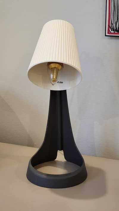 ikea table / work lamp / dark grey and white