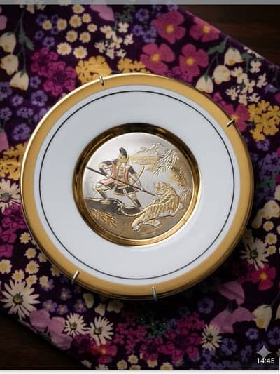 Exquisite 24 Gold plating silver and fine porcelain