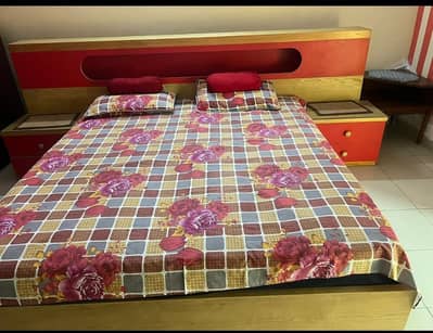 Wooden Double Bed With Mattress For Sale