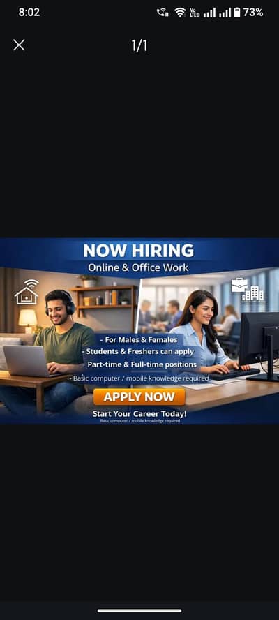 we are hiring male and female staff