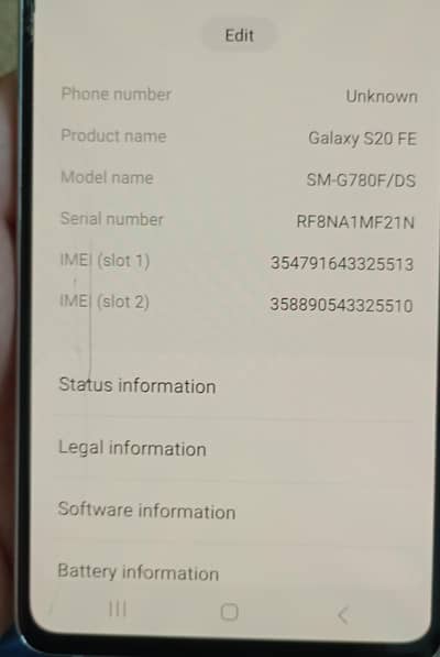 Samsung Galaxy s20 fe