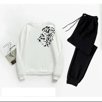 men printed polyester track suit white