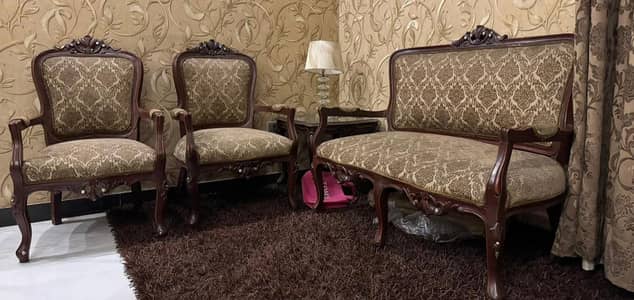 wooden 3 seated  sofa