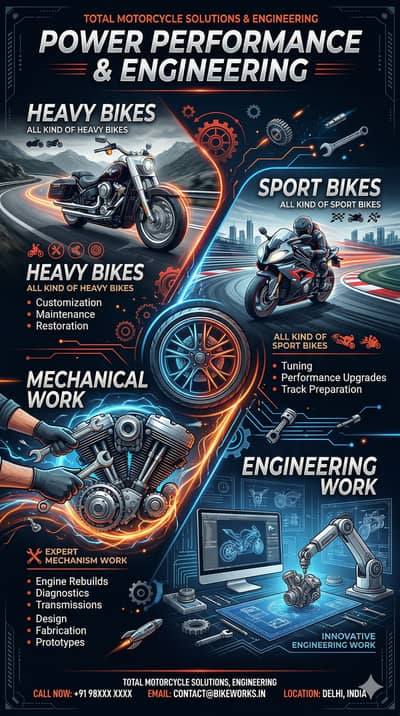 All kind of heavy bikes, sport bikes, mechanism work & Engineering wor