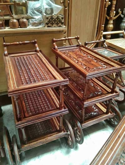 wooden tea trolley