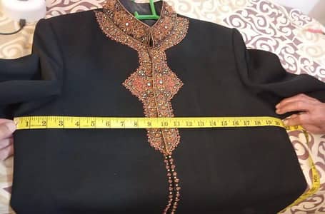 4,500 PKR Get Wedding Shadi Black Sherwani with Red Kullah