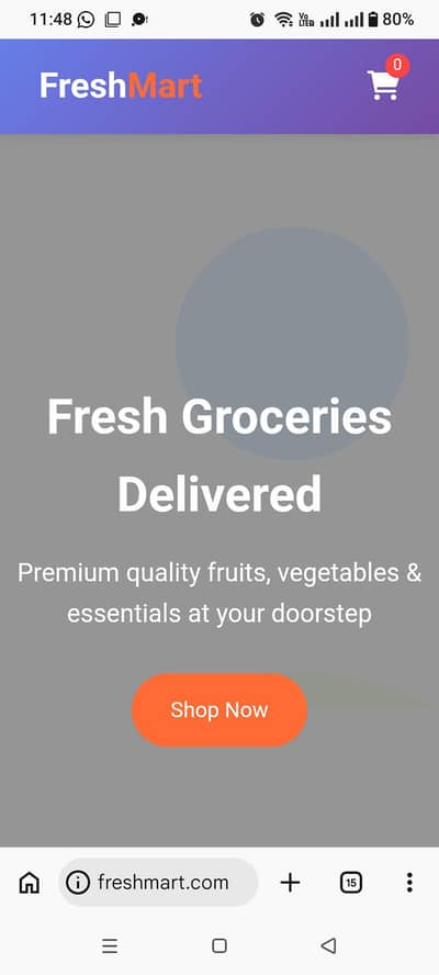 FreshMart Grocery Website Template For Sale - PKR 4,000
