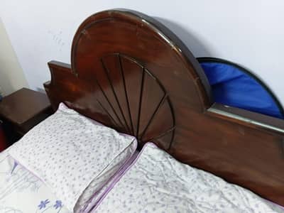 Double bed with 2 tables pure wood with mattress