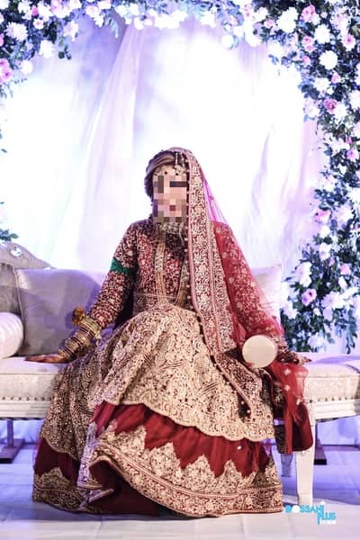 Beautiful Maroon & Gold Bridal Lehnga - Only Worn Once